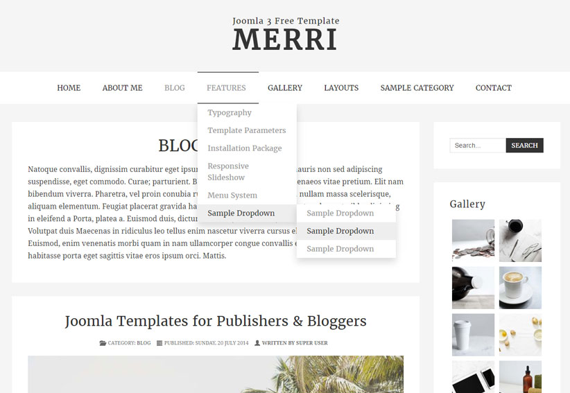 Merri Menu System - Joomla 3 RWD Free Theme