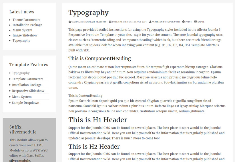 Merri Joomla 3 Free Template - Typography